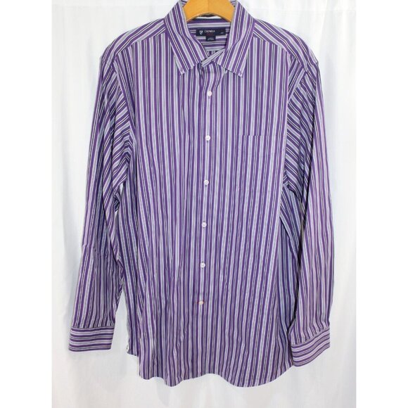 Daniel Cremieux Other - Cremieux Mens Purple Striped Long Sleeve Cotton Button Down Shirt L